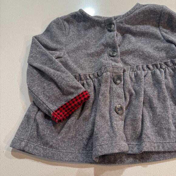 Carter's 12M Grey Sweater with Red Classic Plaid Accents - Picture 5 of 5